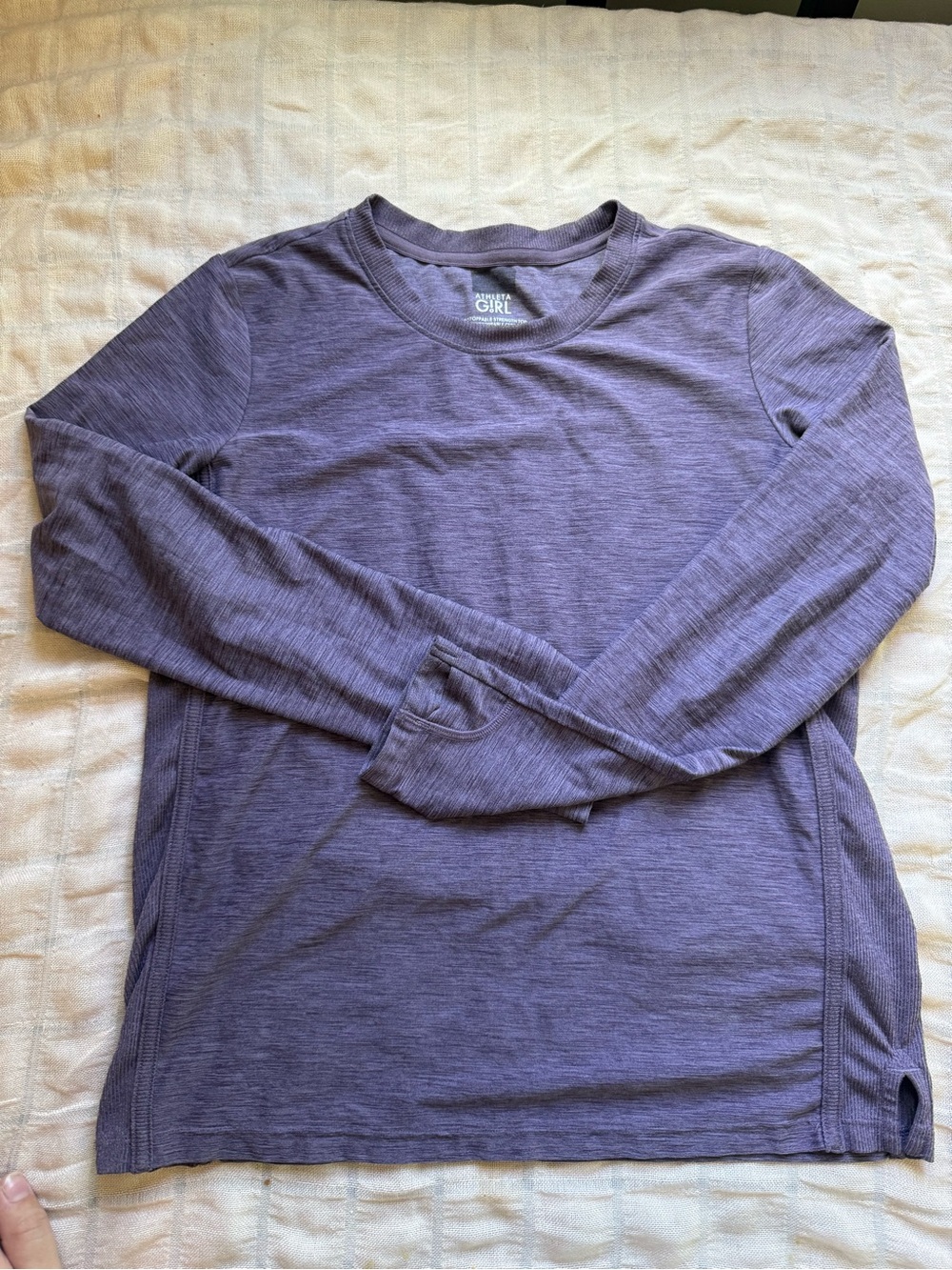 Athleta Heathered Lavender Long-Sleeve Crew Tee